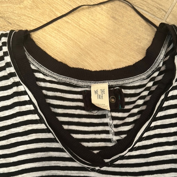 Free people Black and White Striped Short Sleeve Tee - Picture 4 of 7